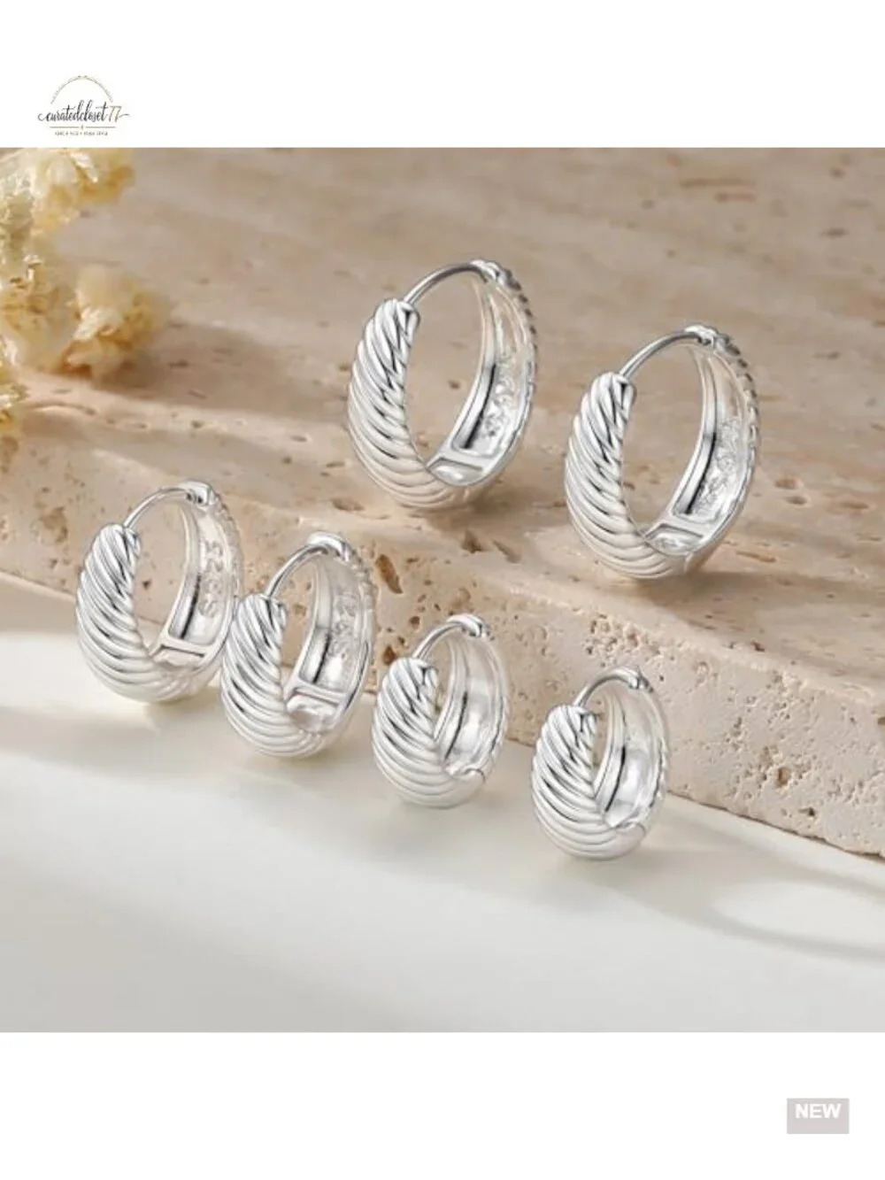 925 Sterling Silver Chunky Thick Huggie Hoop Earrings